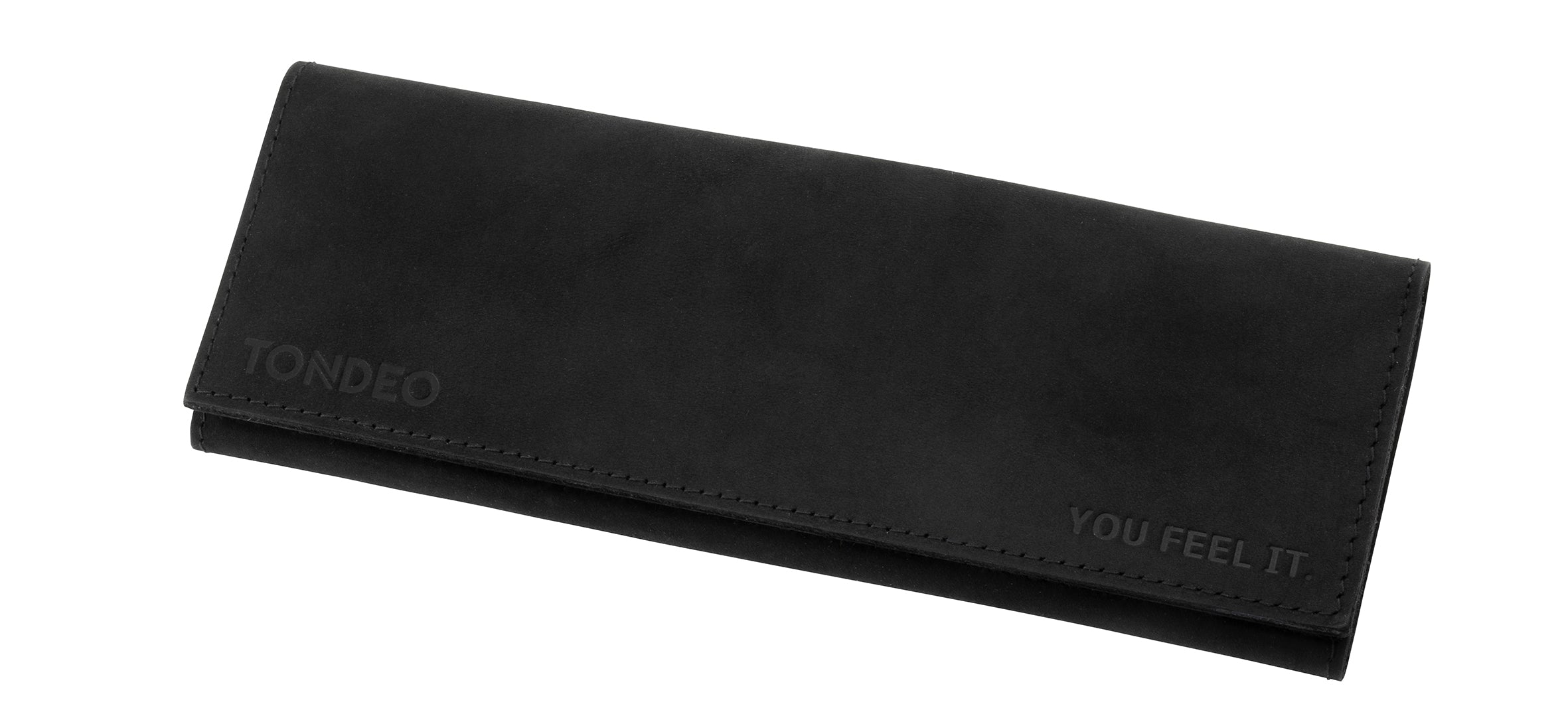 Schwarzes Etui mit Tondeo-Logo.