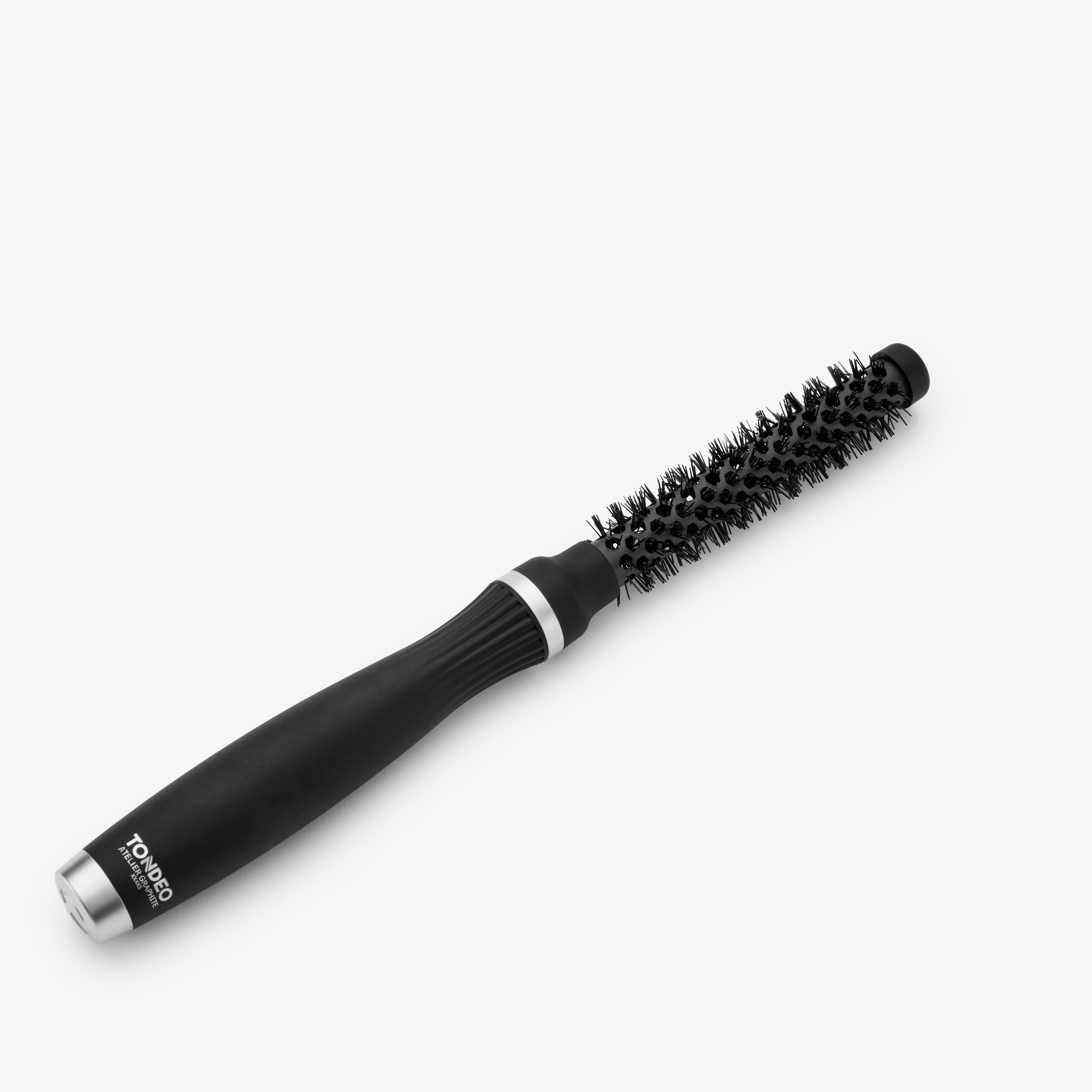 Atelier Graphite Haarbürste in elegantem Schwarz – professionelle Stylingbürste, Rundbürste Größe XXXS
