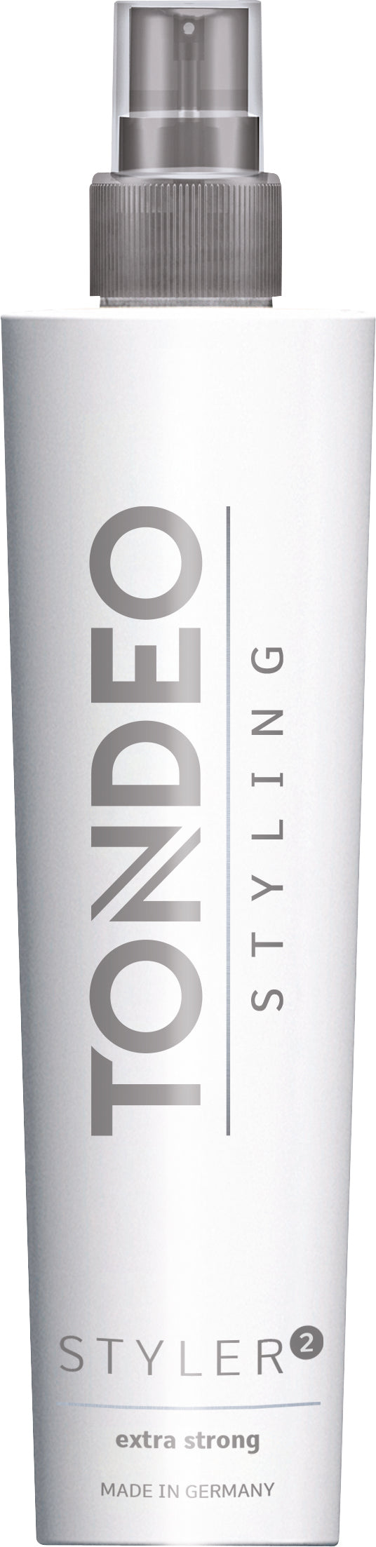 Haarsprayflasche mit Tondeo-Logo.