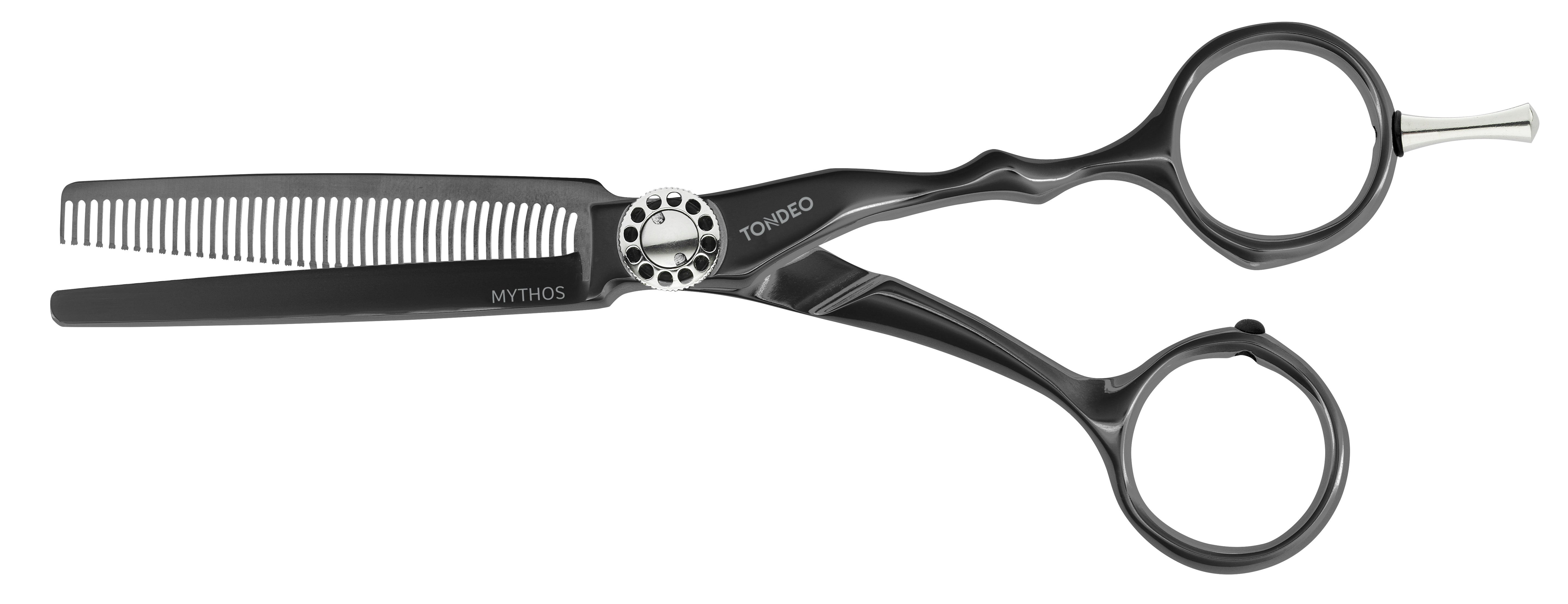 Friseurschere mit gezackter Klinge.