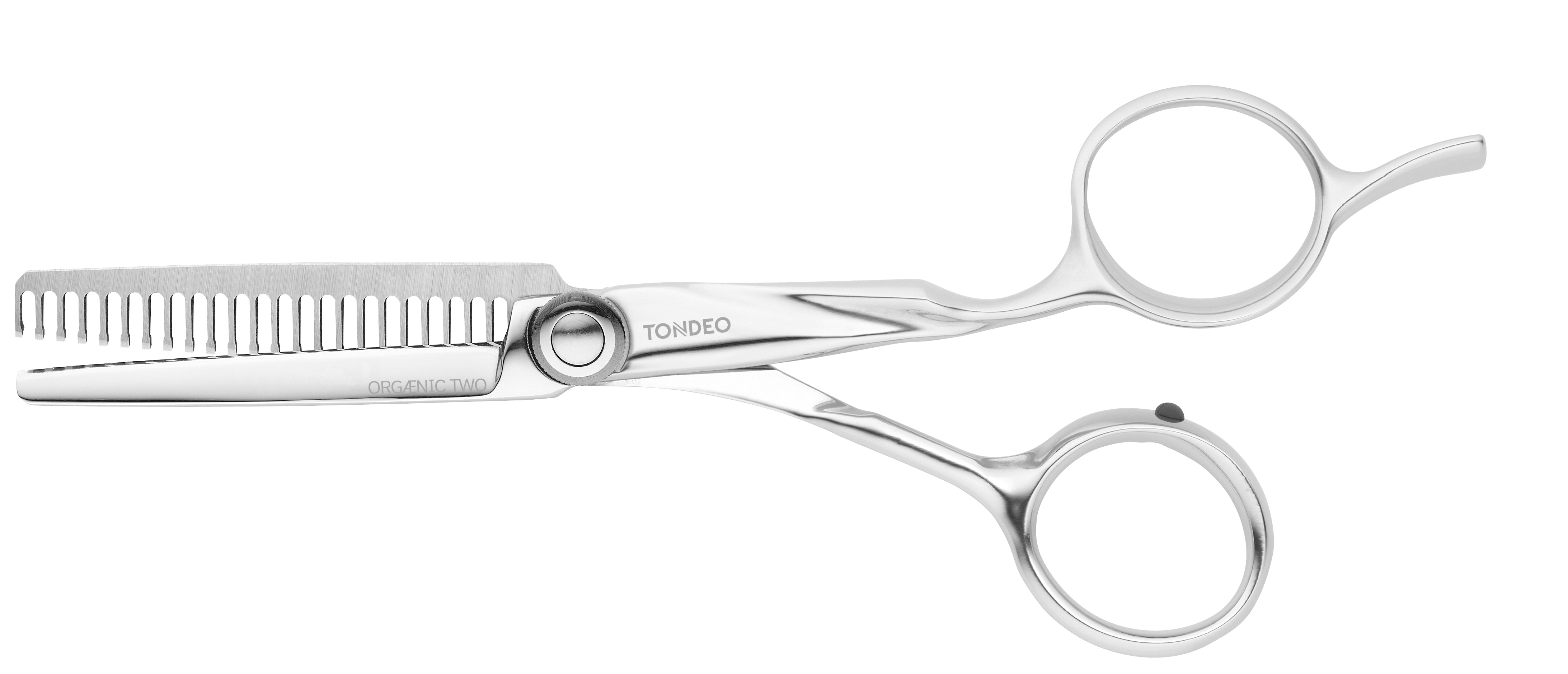 Friseurschere mit gezahnter Klinge.