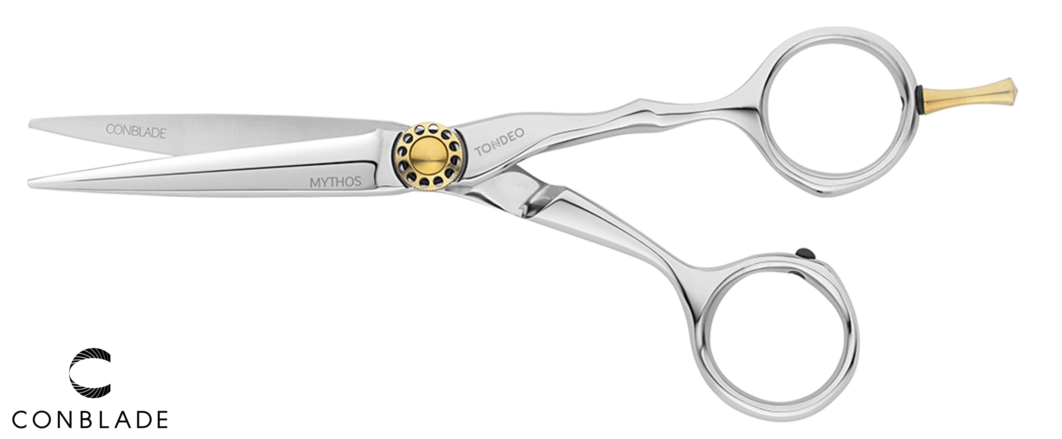 Hochwertige Friseurschere mit Goldakzent.