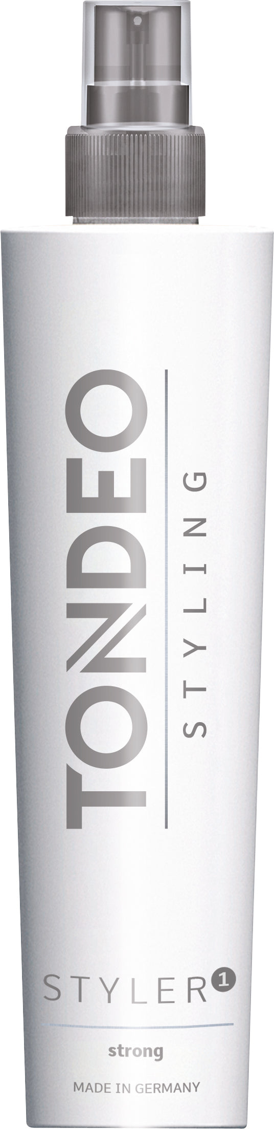 Haarsprayflasche mit Tondeo-Logo.