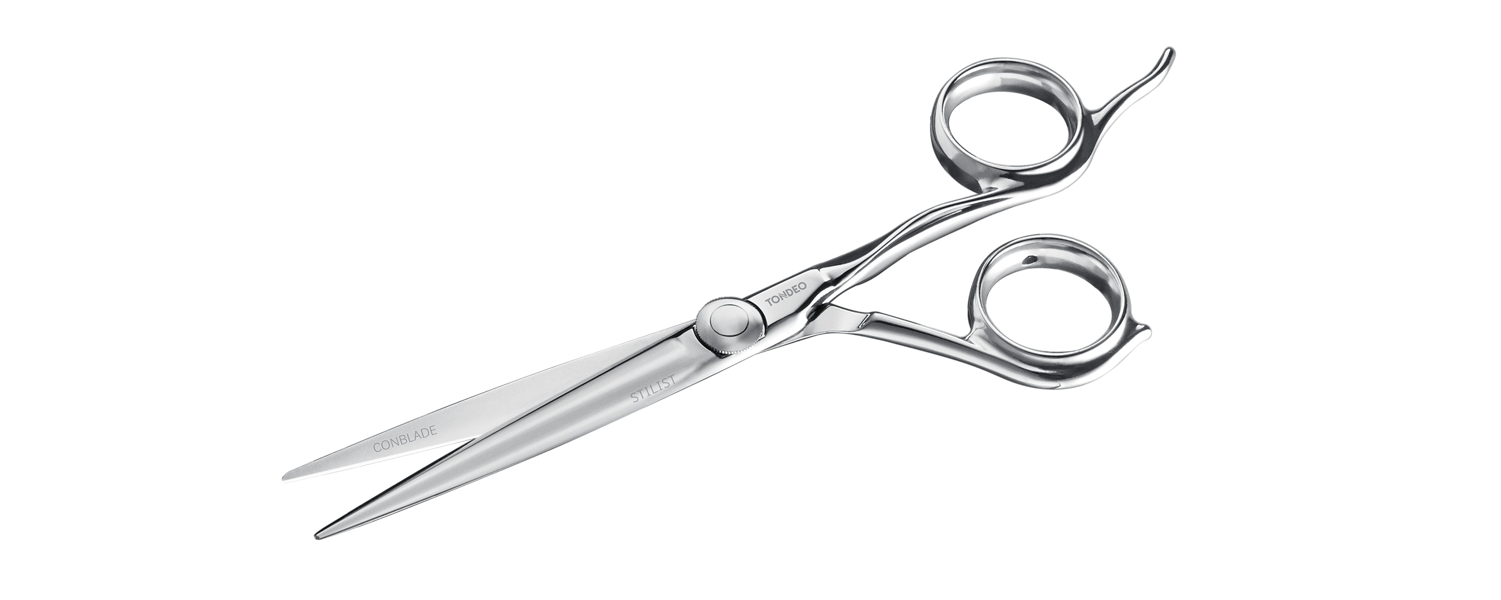 Friseurschere aus Edelstahl, elegant.