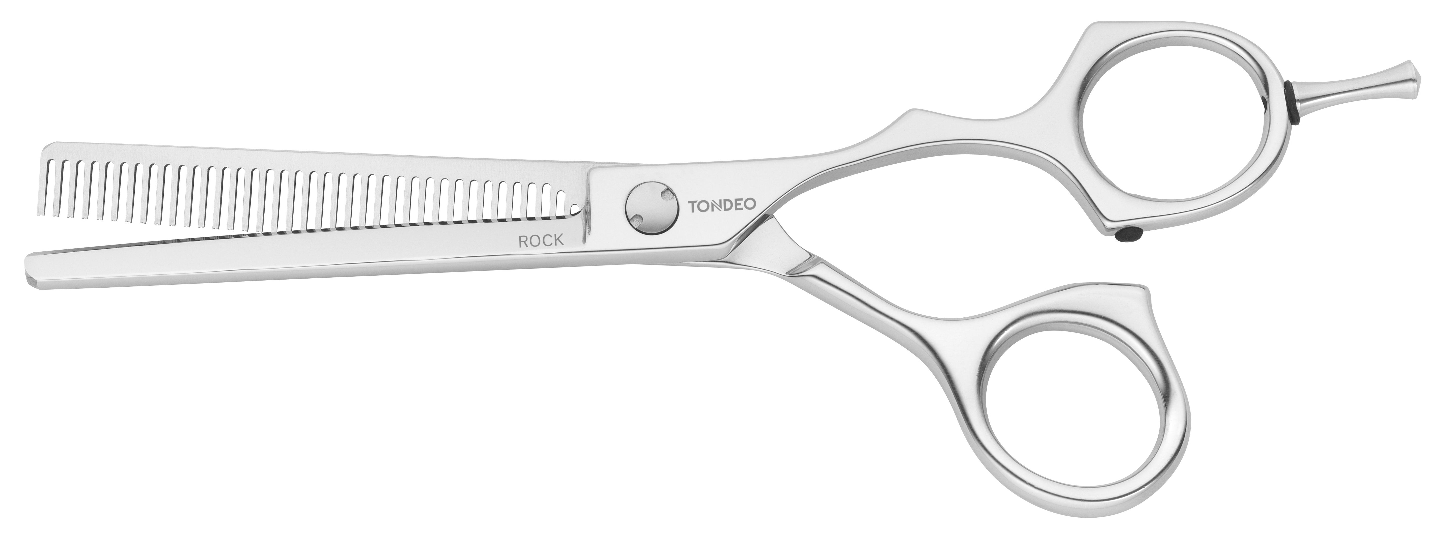 Friseurschere mit gezackter Klinge.