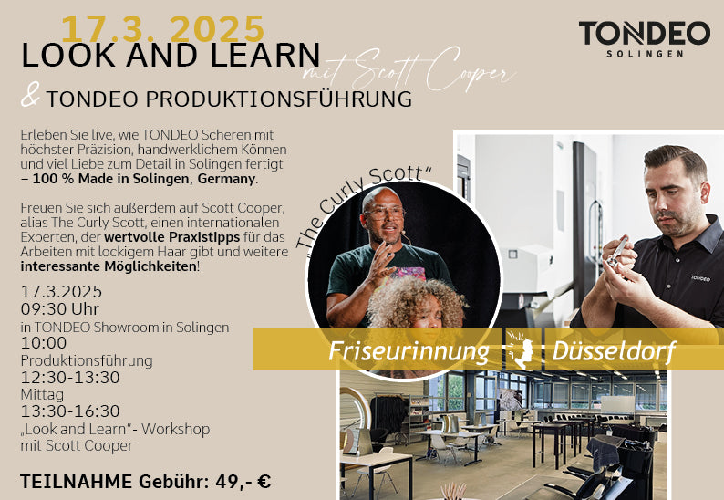 Friseur-Workshop-Ankündigung mit Scheren.